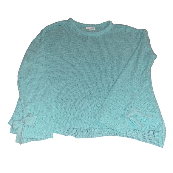 Coco + Jaimeson Aqua Knit Sweater XL Bow Sleeve Lightweight Pullover Cozy - Picture 2 of 5